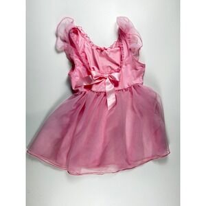 Sugar Thrillz Pink Organza Babydoll Mini Dress Ruffle Bow Womens Size Medium